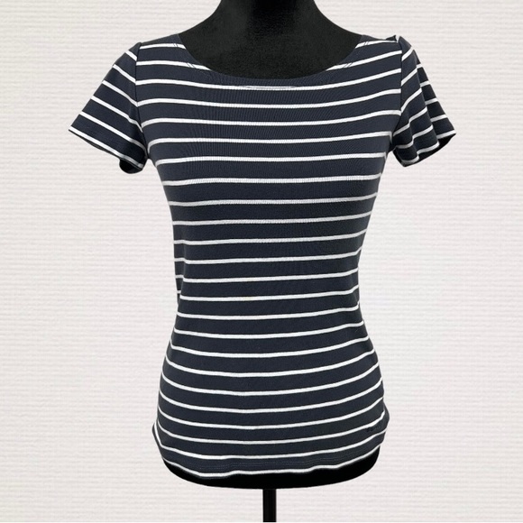 Women’s Small Blue & White Stripe ESPRIT SS Top - Picture 6 of 7